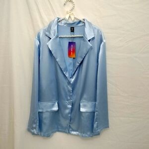 NWT Size 1XL Curve Shein Blue Holiday New Year Jacket Blazer